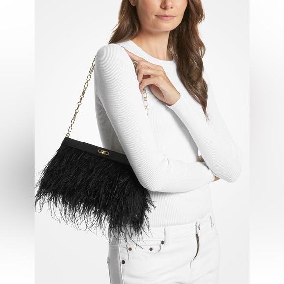 Michael Kors Large Feather Embellished Clutch - Picture 3 of 9